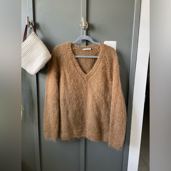 ANTHROPOLOGIE Mes Demoiselles Lutin metallic mohair-blend V NECK sweater 3 L XL - Picture 2 of 5